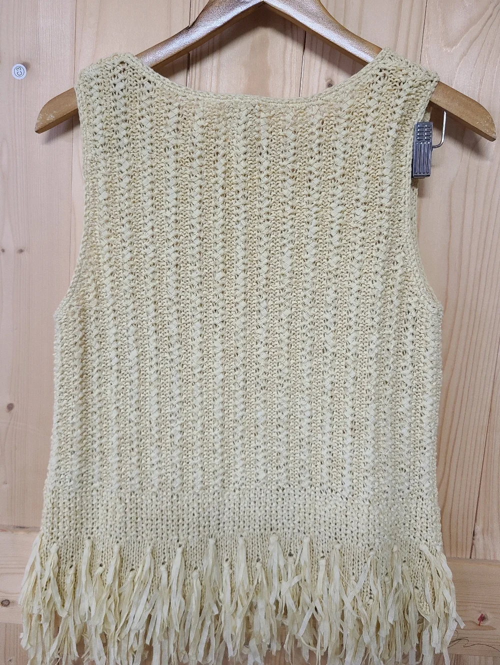 Ruby Rd. Pale Yellow Crochet Fringe Tank - Picture 3 of 3